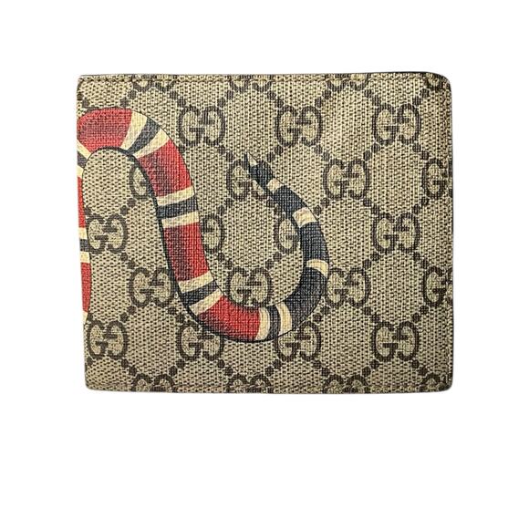 294. Gucci  GG Supreme Monogram Kingsnake Bi-Fold Wallet - Picture 1 of 4